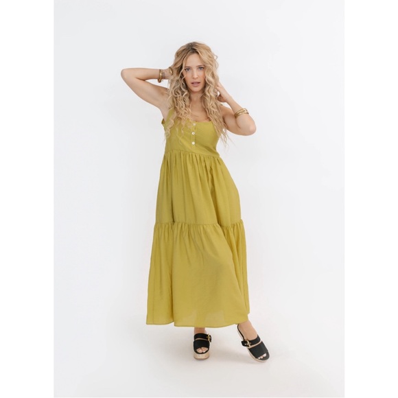 Smash + Tess Women “The River” Scoop Neck Tank Strap Tiered Maxi Dress - Picture 1 of 10